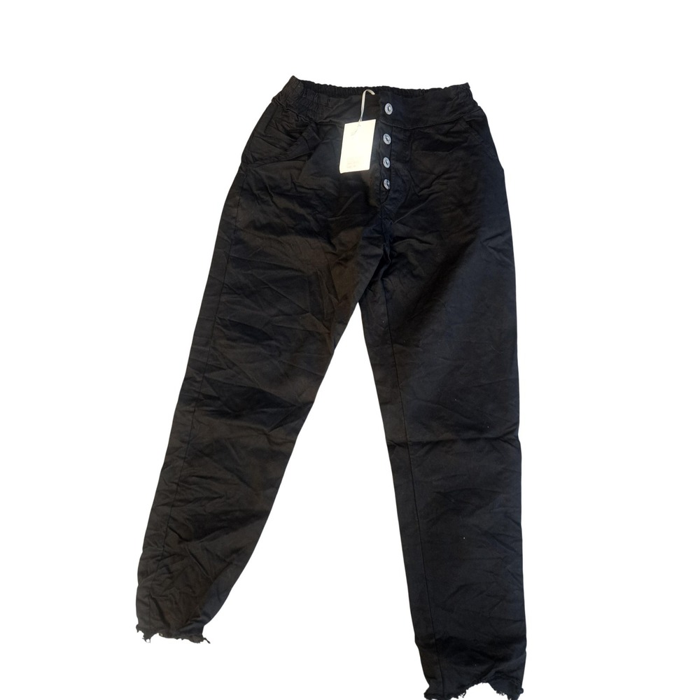 MILO-MILANO‎ Pants Womens Medium Black Twill Jogger Elastic Waist Cuffed Casual